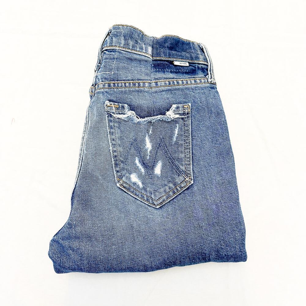 Mother The Sinner Ice Cream, You Scream Zip Denim Jeans Ripped Raw Hem 25